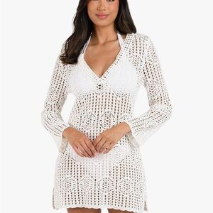 La Blanca White Crochet Swim Cover-Up
